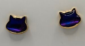 Small cat  stud earrings in galaxy colors